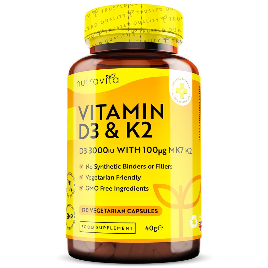 Vitamin D3 with Vitamin K2 MK7 Superblend 120 Vegetarian Capsules